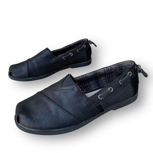 Skechers BOBS Chill Luxe Black Slip-on Memory Foam Leather Insole Women's size 7